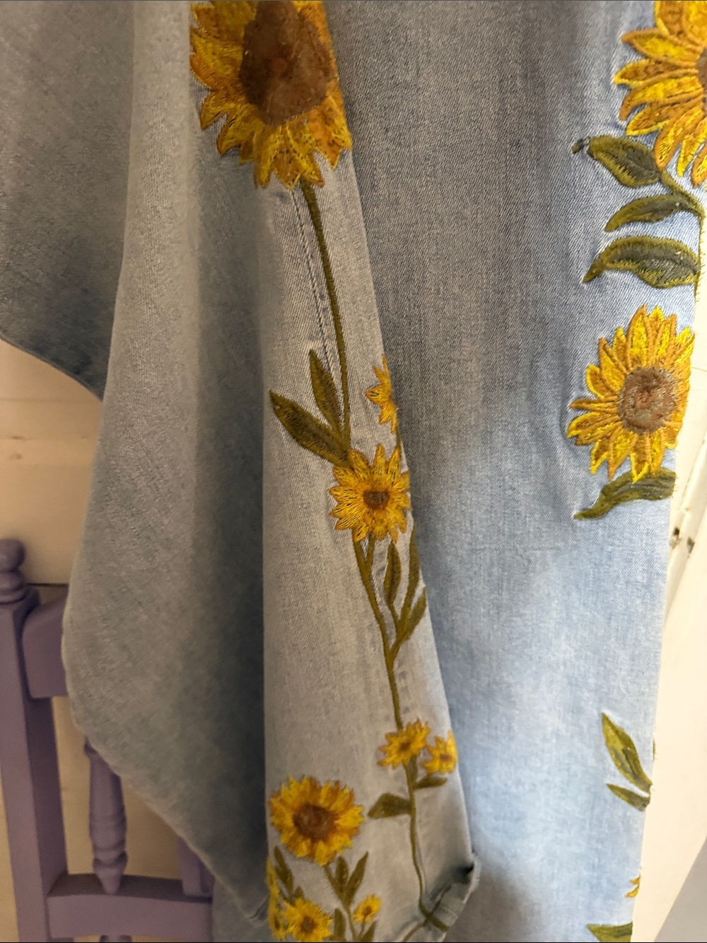 Oli & Hali Light Blue Flare Jeans with Yellow Sunflower Embroidery - Picture 11 of 14